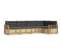 vidaXL Set di divani da esterno 6 pcs Bianco e Antracite Poliestere, Set Comfort Esterno, Divano Sezionale Moderno, Lounge Resistente, Mobili da Giardino, Posti per Relax