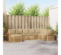 vidaXL Set di divani da esterno 6 pcs Bianco e Beige