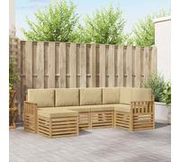 vidaXL Set di divani da esterno 6 pz Bianco e Beige Poliestere