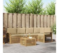 vidaXL Set di divani da esterno 6 pcs Bianco e Beige 59 x 59 x 37 cm