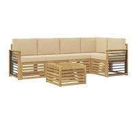 vidaXL Set di divani da esterno 6 pcs Bianco e Beige 59 x 59 x 37 cm, Mobili da Giardino, Divano Sezionale Moderno, Posti per Esterno, Set da Patio per Relax e Comfort
