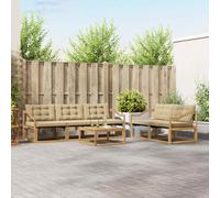 vidaXL Set di divani da esterno 6 pcs Bianco e Beige 79 x 79 x 37 cm, Divano da giardino, sezione moderna, lounge resistente, mobili outdoor, posti in terrazza, set comodo