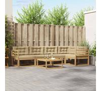 vidaXL Set di divani da esterno 6 pcs Bianco e Beige 79 x 79 x 37 cm, Set di mobili da esterno moderno, divano resistente agli agenti atmosferici, sezionale elegante per il giardino