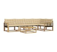 vidaXL Set di divani da esterno 6 pcs Bianco e Beige 79 x 79 x 37 cm, Divano da Giardino, Sezionale Outdoor Moderno, Arredo Resistente, Lounge per Patio, Comfort alla Moda per Relax