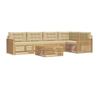 vidaXL Set di divani da esterno 6 pcs Bianco e Beige 79 x 79 x 37 cm, Divano Sezionale da Patio, Set Lounge Moderno, Mobili da Giardino Resistenti, Comodo per il Tuo Terrazzo
