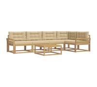 vidaXL Set di divani da esterno 6 pcs Bianco e Beige 79 x 79 x 37 cm, Set di mobili da esterno moderno, divano resistente agli agenti atmosferici, sezionale elegante per il giardino