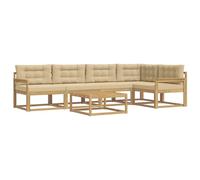 vidaXL Set di divani da esterno 6 pcs Bianco e Beige 79 x 79 x 37 cm, Set di mobili da esterno moderno, divano resistente agli agenti atmosferici, sezionale elegante per il giardino