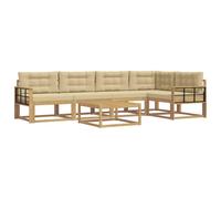 vidaXL Set di divani da esterno 6 pcs Bianco e Beige 79 x 79 x 37 cm, Set di mobili da esterno moderno, divano resistente agli agenti atmosferici, sezionale elegante per il giardino