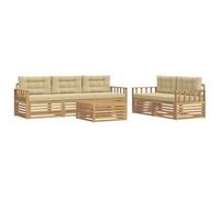 vidaXL Set di divani da esterno 6 pcs Bianco e Beige, Divano Sezionale da Giardino, Mobili Outdoor, Set per Terrazza e Salotto all'Aperto