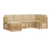 vidaXL Set di divani da esterno 6 pcs Bianco e Beige Poliestere, Divano da esterno, moderno, angolare, per giardino, arredo patio, set relax in veranda