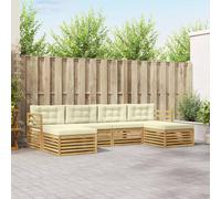 vidaXL Set di divani da esterno 6 pcs Bianco e Crema, Divano in legno di acacia, sezionale moderno, lounge outdoor resistente, set comfort per il patio, design per il giardino