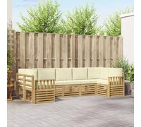 vidaXL Set di divani per esterni, 6 pezzi, bianco e crema, divano da esterno moderno in acacia, set lounge durevole, mobili componibili per giardino e piscina