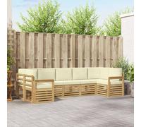 vidaXL Set di divani da esterno 6 pezzi bianco e crema 304 x 128,5 x 73 cm, divano moderno per esterni in legno acacia, set salotto durevole per giardino e area piscina