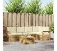 vidaXL Set divano da esterno 6 pezzi bianco e crema 59 x 59 x 37 cm poliestere, mobili da giardino, divano componibile moderno, set salotto esterno, terrazza per relax