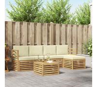 vidaXL Set di divani da esterno 6 pcs Bianco e Crema 59 x 59 x 37 cm