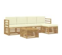 vidaXL Set di divani da esterno 6 pcs Bianco e Crema 59 x 59 x 37 cm, Arredamento da giardino, divano moderno all'aperto, set angolare, lounge patio, comfort per terrazza