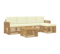 vidaXL Set di divani da esterno 6 pcs Bianco e Crema 59 x 59 x 37 cm, Arredamento da giardino, divano moderno all'aperto, set angolare, lounge patio, comfort per terrazza