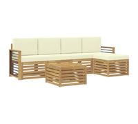vidaXL Set di divani da esterno 6 pcs Bianco e Crema 59 x 59 x 37 cm, Arredamento da giardino, divano moderno all'aperto, set angolare, lounge patio, comfort per terrazza