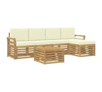 vidaXL Set di divani da esterno 6 pcs Bianco e Crema 59 x 59 x 37 cm, Arredamento da giardino, divano moderno all'aperto, set angolare, lounge patio, comfort per terrazza