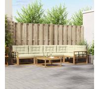 vidaXL Set di divani da esterno 6 pcs Bianco e Crema 79 x 79 x 37 cm, Set di mobili da esterno moderno, divano resistente agli agenti atmosferici, sezionale elegante per il giardino