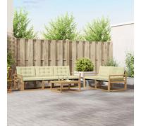 vidaXL Set di divani da esterno 6 pcs Bianco e Crema 79 x 79 x 37 cm
