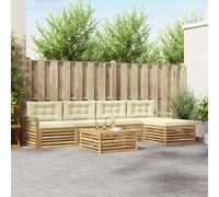 vidaXL Set di divani da esterno 6 pcs Bianco e Crema 79 x 79 x 37 cm, Divano da patio, set moderno, resistente agli agenti atmosferici, lounge da giardino, comodo per spazi relax