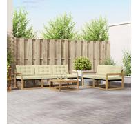 vidaXL Set di divani da esterno 6 pcs Bianco e Crema 79 x 79 x 37 cm, Divano da giardino, sezione moderna, lounge resistente, mobili outdoor, posti in terrazza, set comodo