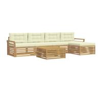 vidaXL Set di divani da esterno 6 pcs Bianco e Crema 79 x 79 x 37 cm, Divano da patio, set moderno, resistente agli agenti atmosferici, lounge da giardino, comodo per spazi relax