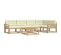 vidaXL Set di divani da esterno 6 pcs Bianco e Crema 79 x 79 x 37 cm, Set di mobili da esterno moderno, divano resistente agli agenti atmosferici, sezionale elegante per il giardino