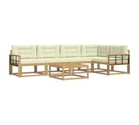 vidaXL Set di divani da esterno 6 pcs Bianco e Crema 79 x 79 x 37 cm, Set di mobili da esterno moderno, divano resistente agli agenti atmosferici, sezionale elegante per il giardino