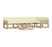 vidaXL Set di divani da esterno 6 pcs Bianco e Crema 79 x 79 x 37 cm, Divano da Giardino, Sezionale Outdoor Moderno, Arredo Resistente, Lounge per Patio, Comfort alla Moda per Relax
