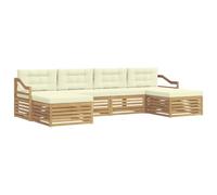 vidaXL Set di divani da esterno 6 pcs Bianco e Crema, Divano in legno di acacia, sezionale moderno, lounge outdoor resistente, set comfort per il patio, design per il giardino