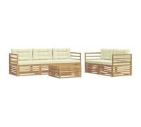 vidaXL Set di divani da esterno 6 pcs Bianco e Crema, Divano Sezionale da Giardino, Mobili Outdoor, Set per Terrazza e Salotto all'Aperto