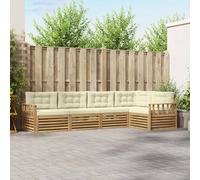 vidaXL Set di divani da esterno 6 pz Bianco e Crema Poliestere