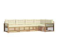 vidaXL Set di divani da esterno 6 pcs Bianco e Crema Poliestere, Divano da giardino, moderno e comodo, resistente agli agenti atmosferici, set sezionale per il tuo terrazzo