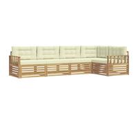 vidaXL Set di divani da esterno 6 pcs Bianco e Crema Poliestere, Divano da giardino, moderno e comodo, resistente agli agenti atmosferici, set sezionale per il tuo terrazzo