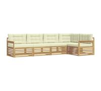 vidaXL Set di divani da esterno 6 pcs Bianco e Crema Poliestere, Divano da giardino, moderno e comodo, resistente agli agenti atmosferici, set sezionale per il tuo terrazzo
