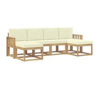 vidaXL Set di divani da esterno 6 pcs Bianco e Crema Poliestere, Set di divani da esterno, mobili moderni per patio, arredo resistente agli elementi, design chic e rilassante