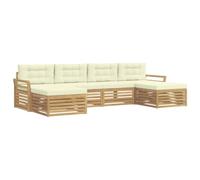 vidaXL Set di divani da esterno 6 pcs Bianco e Crema, Set di divani in legno di acacia, design modulare per esterni, comodi per il patio e giardino