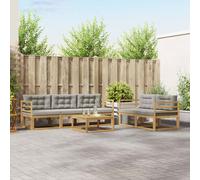 vidaXL Set di divani da esterno 6 pcs Bianco e Grigio Chiaro, Set di mobili da giardino moderno, collezione divani all'aperto, lounge in giardino, postazione in piscina