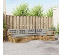 vidaXL Set di divani da esterno 6 pcs Bianco e Grigio Chiaro