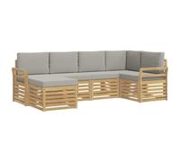 vidaXL Set di divani da esterno 6 pcs Bianco e Grigio Chiaro, Divano da esterno, moderno, angolare, per giardino, arredo patio, set relax in veranda