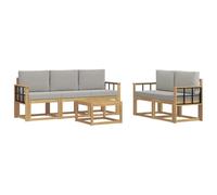 vidaXL Set di divani da esterno 6 pcs Bianco e Grigio Chiaro, Divano da giardino outdoor, set moderno per il patio, comodo lounge per rilassarsi in terrazza