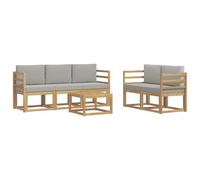 vidaXL Set di divani da esterno 6 pcs Bianco e Grigio Chiaro, Divano da giardino outdoor, set moderno per il patio, comodo lounge per rilassarsi in terrazza