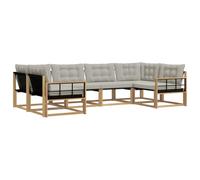 vidaXL Set di divani da esterno 6 pcs Bianco e Grigio Chiaro, Divano da Giardino, Set Sezionale Moderno, Mobili da Terrazza Resistenti, Comfort per il Patio