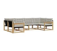 vidaXL Set di divani da esterno 6 pcs Bianco e Grigio Chiaro, Divano da Giardino, Set Sezionale Moderno, Mobili da Terrazza Resistenti, Comfort per il Patio