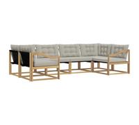 vidaXL Set di divani da esterno 6 pcs Bianco e Grigio Chiaro, Divano da Giardino, Set Sezionale Moderno, Mobili da Terrazza Resistenti, Comfort per il Patio