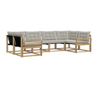 vidaXL Set di divani da esterno 6 pcs Bianco e Grigio Chiaro, Divano da Giardino, Set Sezionale Moderno, Mobili da Terrazza Resistenti, Comfort per il Patio
