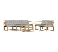 vidaXL Set di divani da esterno 6 pcs Bianco e Grigio Chiaro, Divano da giardino, sezione moderna, lounge resistente, mobili outdoor, posti in terrazza, set comodo