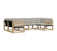 vidaXL Set di divani da esterno 6 pcs Bianco e Grigio Chiaro, Divano Sezionale, Moderno, Mobili da Giardino, Relax in Terrazza, Set Lounge per Esterni Comodi